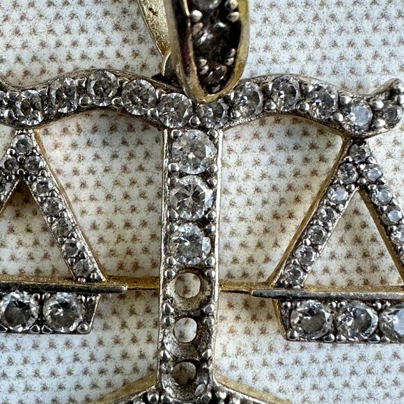 Sterling Silver Scales of Justice Pendant with Cubic Zirconia By Brumar 925 - Picture 6 of 8